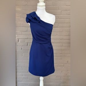 Shoshanna  blue one shoulder dress 4